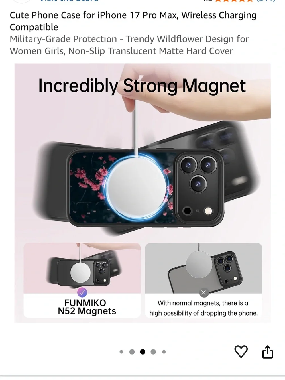 Phone case for I phone 17 PRO ,wireless charging compatible Mistic blooming plum